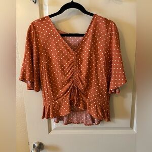 Altar’d State Polka Dot Ruched Crop Top - Feminine, Flirty, Trendy, Barbie